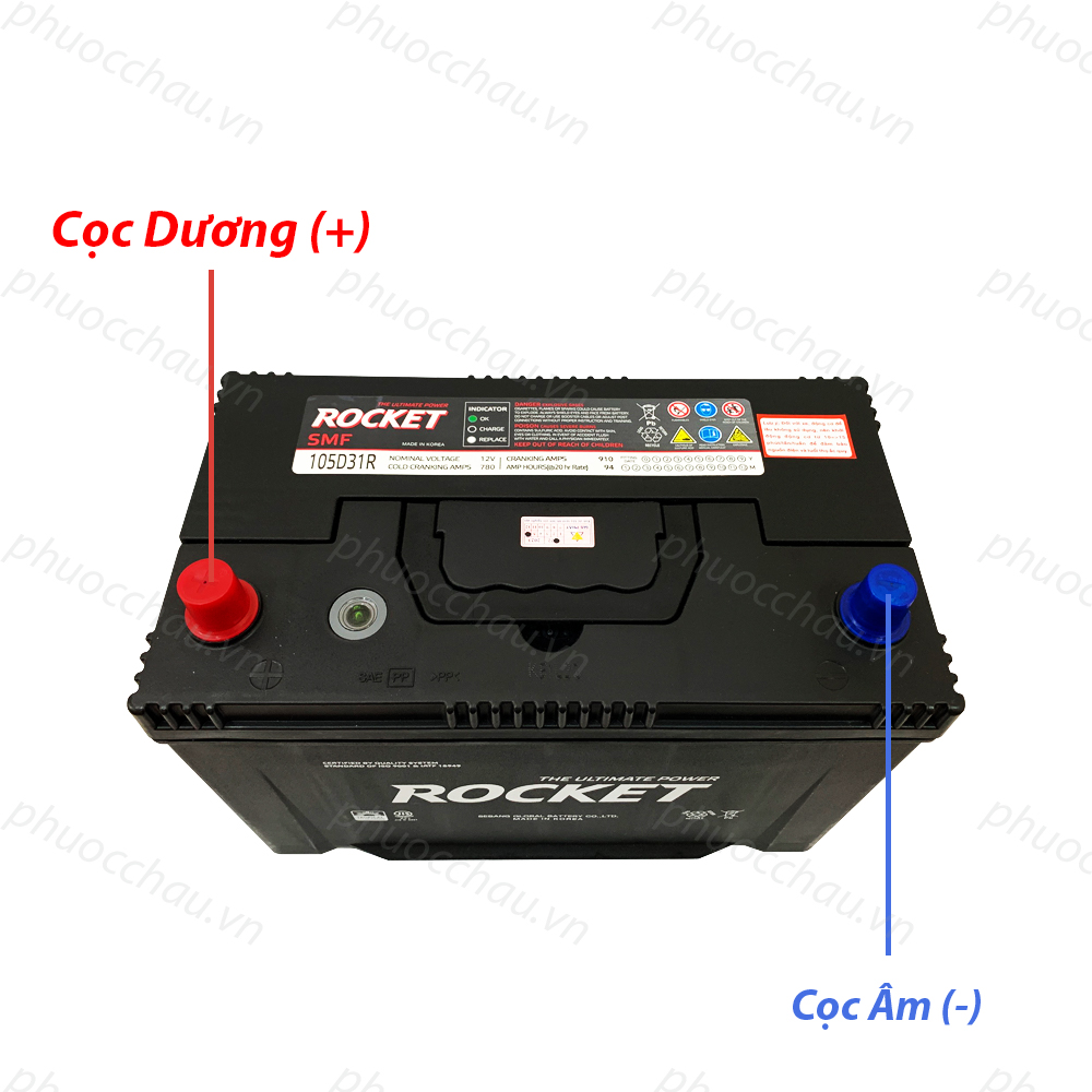 Bình Ắc Quy 12V-94Ah, Ắc Quy ROCKET SMF 105D31R