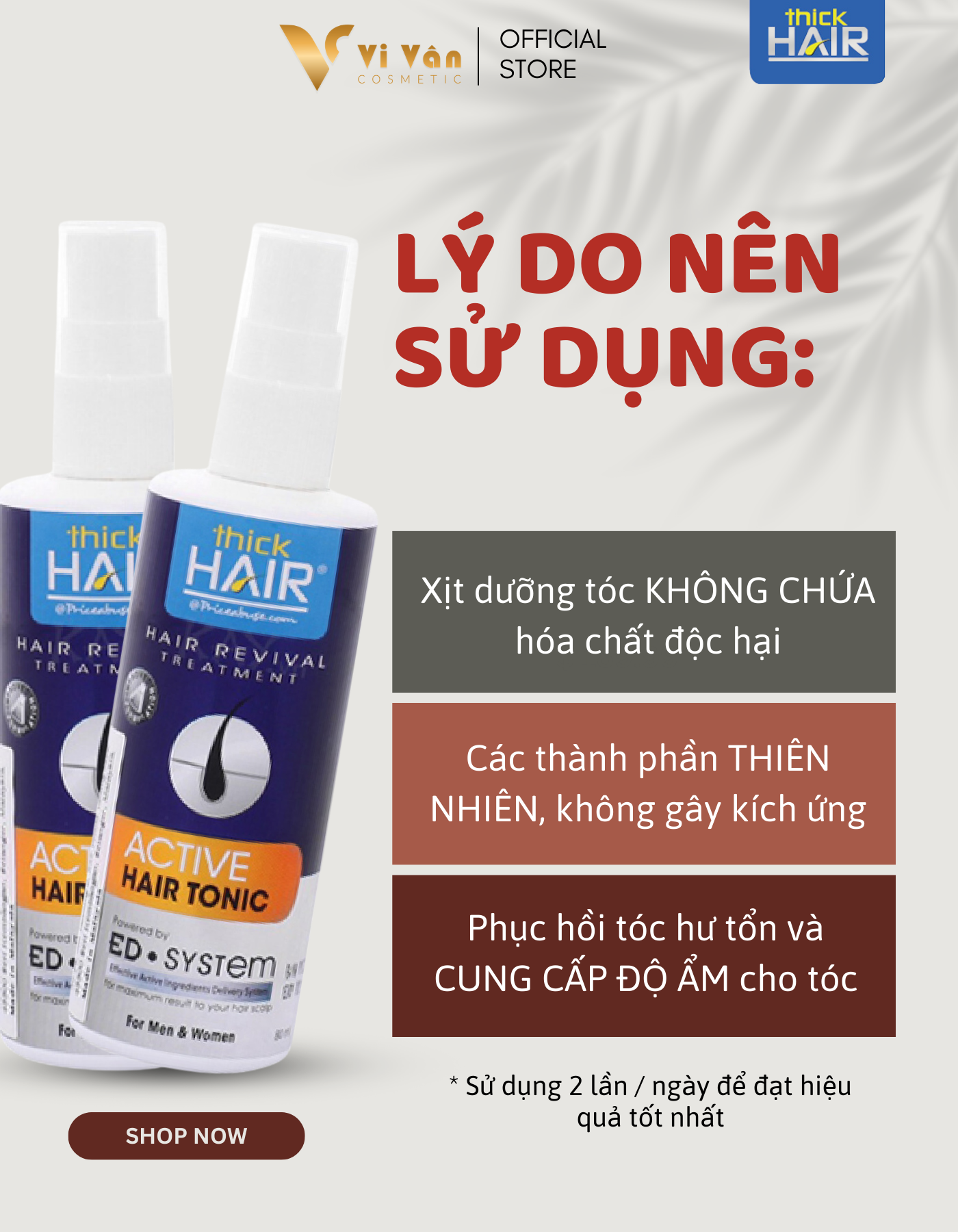 Xịt Nước Kích Mọc Tóc THICK HAIR TONIC 80ML I Tinh Chất Ngăn Rụng Tóc, Dưỡng Tóc - ( Vivan _ Cosmetics )