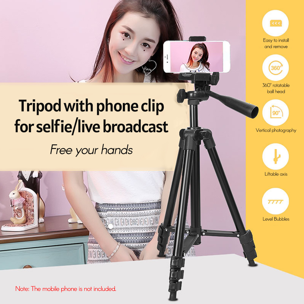 Chân máy nhẹ có thể điều chỉnh 5 mức độ cao để chụp ảnh Phát trực tiếp
