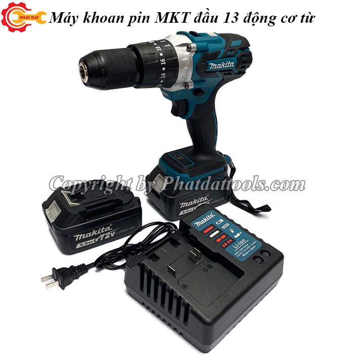 Máy khoan pin búa MAKITA 72V đầu kẹp 13mm động cơ từ-2 pin 10 cell-Tặng kèm bộ phụ kiện 21 chi tiết-Bảo hành 6 tháng