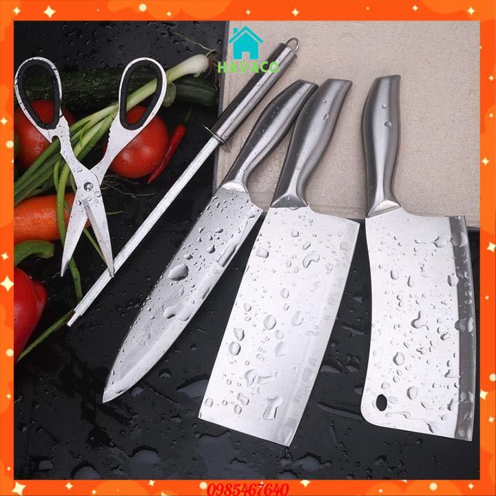 BỘ DAO NHẬT INOX 6 MÓN NHÀ BẾP CAO CẤP KÈM KHAY ĐỰNG