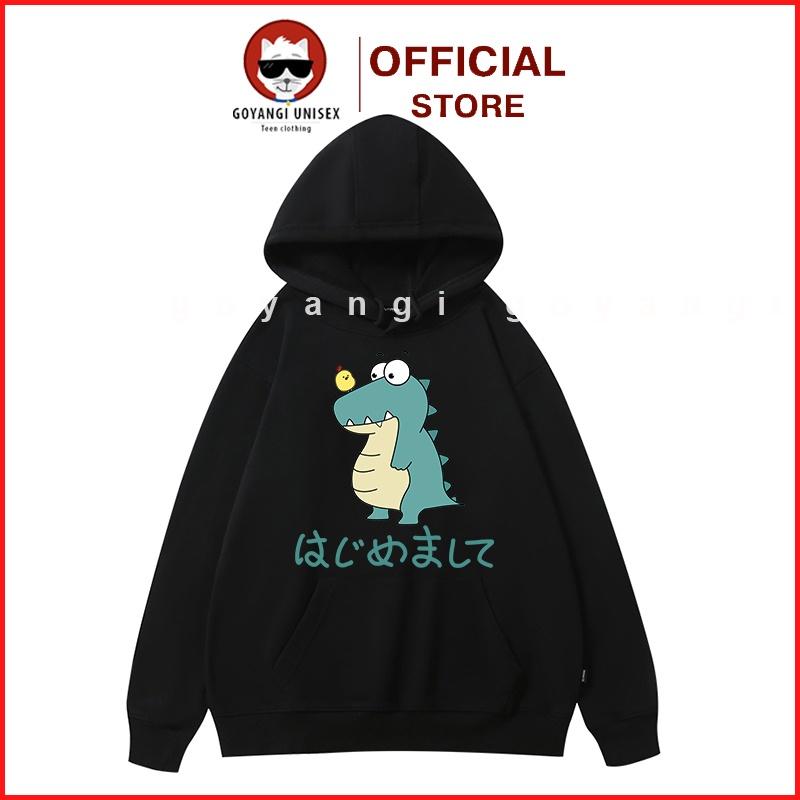 Áo Hoodie GYG Unisex Khủng Long Và Gà Con Form Rộng Oversize Phong Cách Hàn Quốc