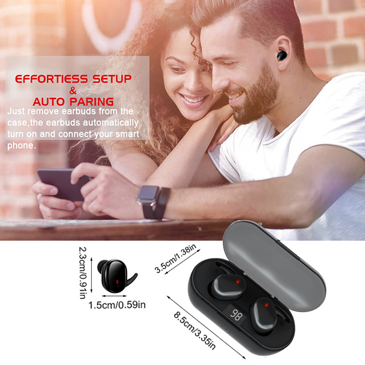 Tai nghe bluetooth Q2 TISSELLY tai nghe cảm ứng không dây thể thao ngoài trời tws 5.0 với ngăn sạc - hàng nhập khẩu