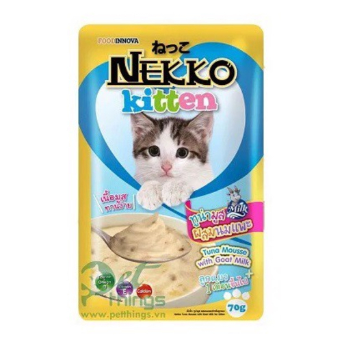 Pate Cho Mèo Nekko 70g, Pate Dạng Gói Cho Mèo, Pate Cho Mèo Thịt Thật Từ Cá Ngừ 28 Vị Hấp Dẫn