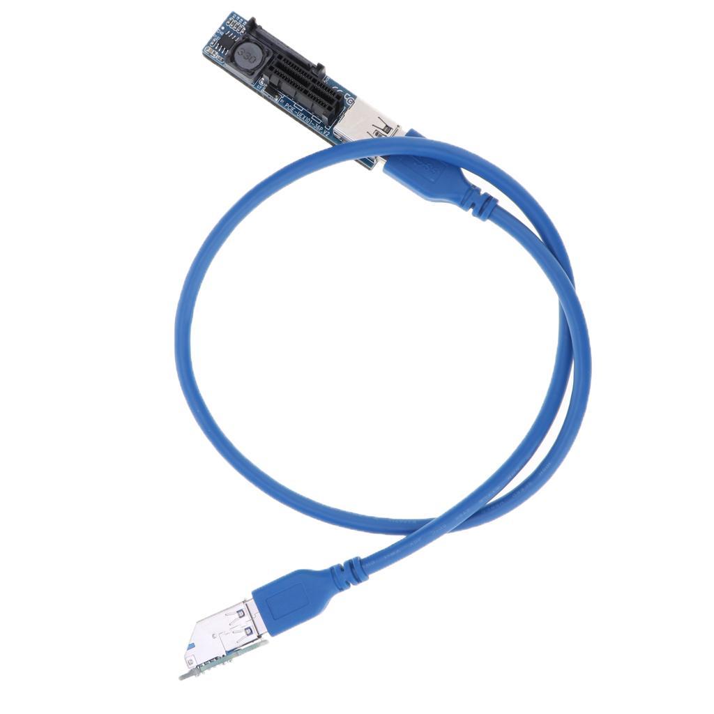Pcie Express PCI-E 1X to 1X Extender Riser Card Adapter USB 3.0 Cable 0.6M