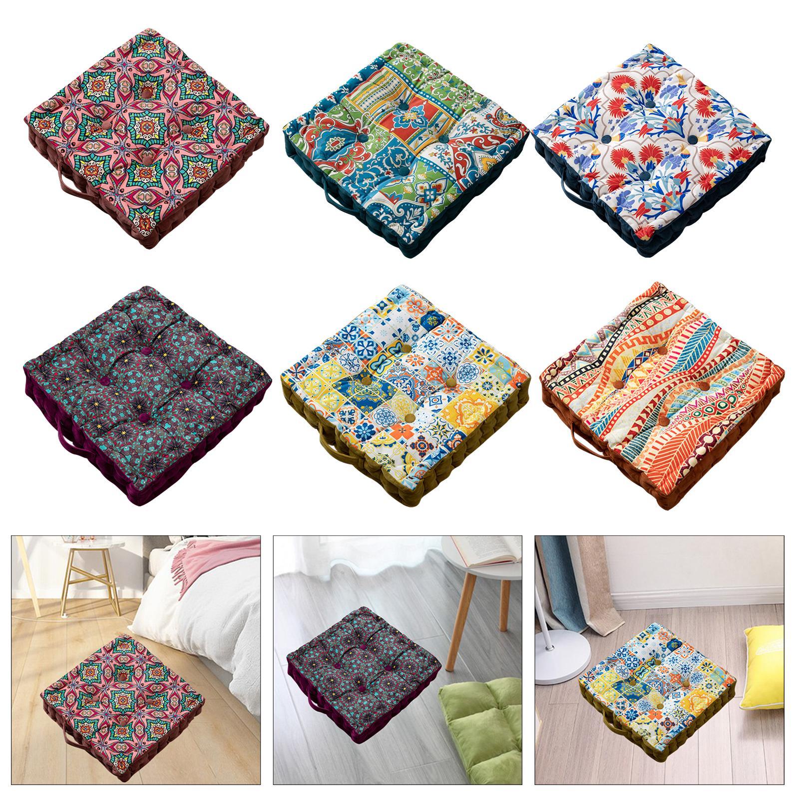 Seat Cushion Stool Pad Seat Mat Print with Handle Vintage for Bedroom Sofa