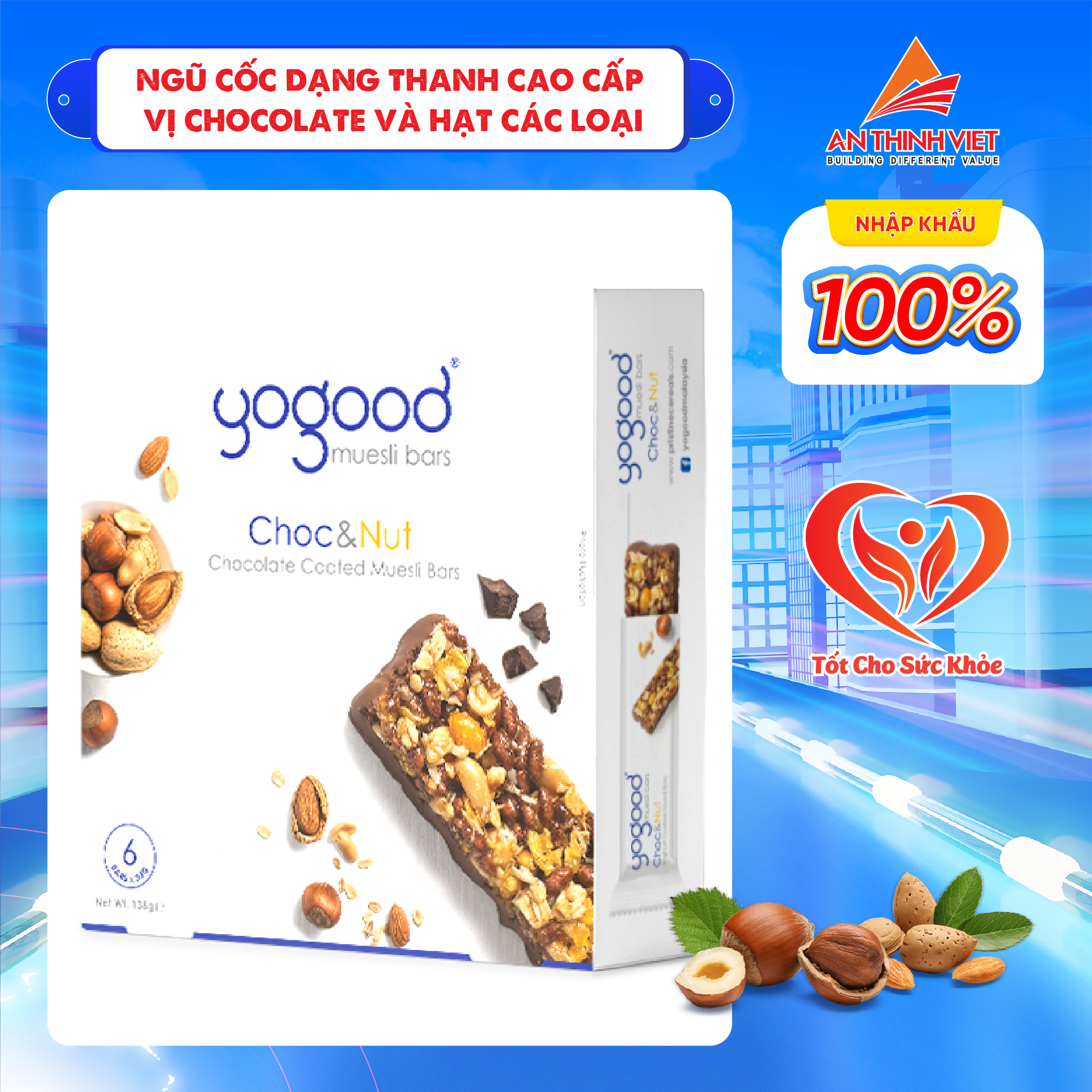 Thanh Hạt Ngũ Cốc Socola & Hạt Yogood - Choc & Nut Muesli Bars Hộp 138g