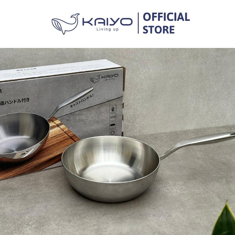 Chảo inox trơn sâu lòng thân đáy liền 3 lớp Tri-Ply Kaiyo, size 24cm