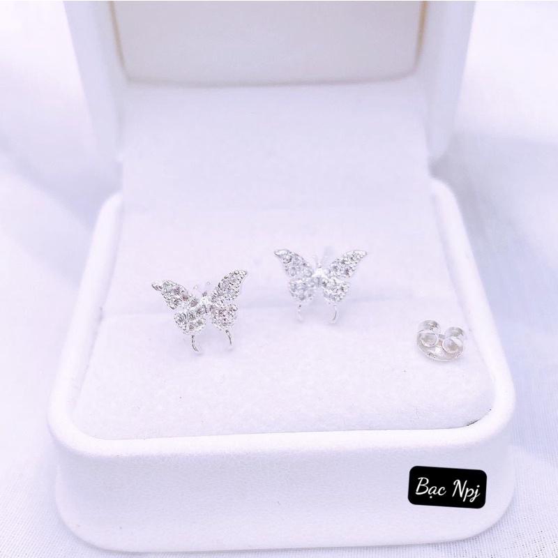 Bông tai hồ điệp xinh xịn , hoa tai nữ dáng nụ , Bạc Ta- Bạc Npj