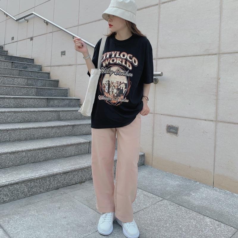 Quần Tây Ống Rộng Cạp Cao Nam Nữ Unisex
