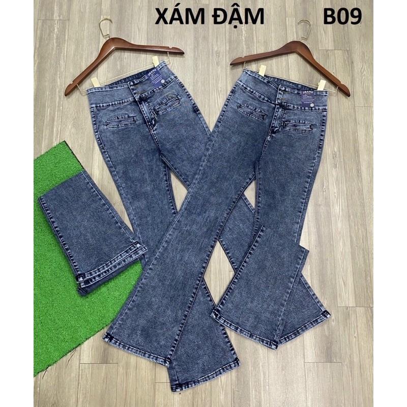 Quần Jeans Nữ Ống Loe Dài Co Giãn