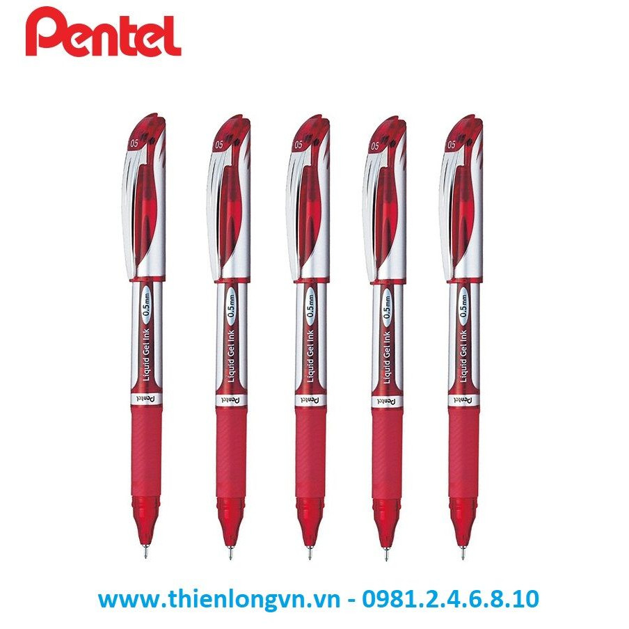 Combo 5 Bút nước ký energel Pentel BLN55 mực đỏ ngòi 0.5mm