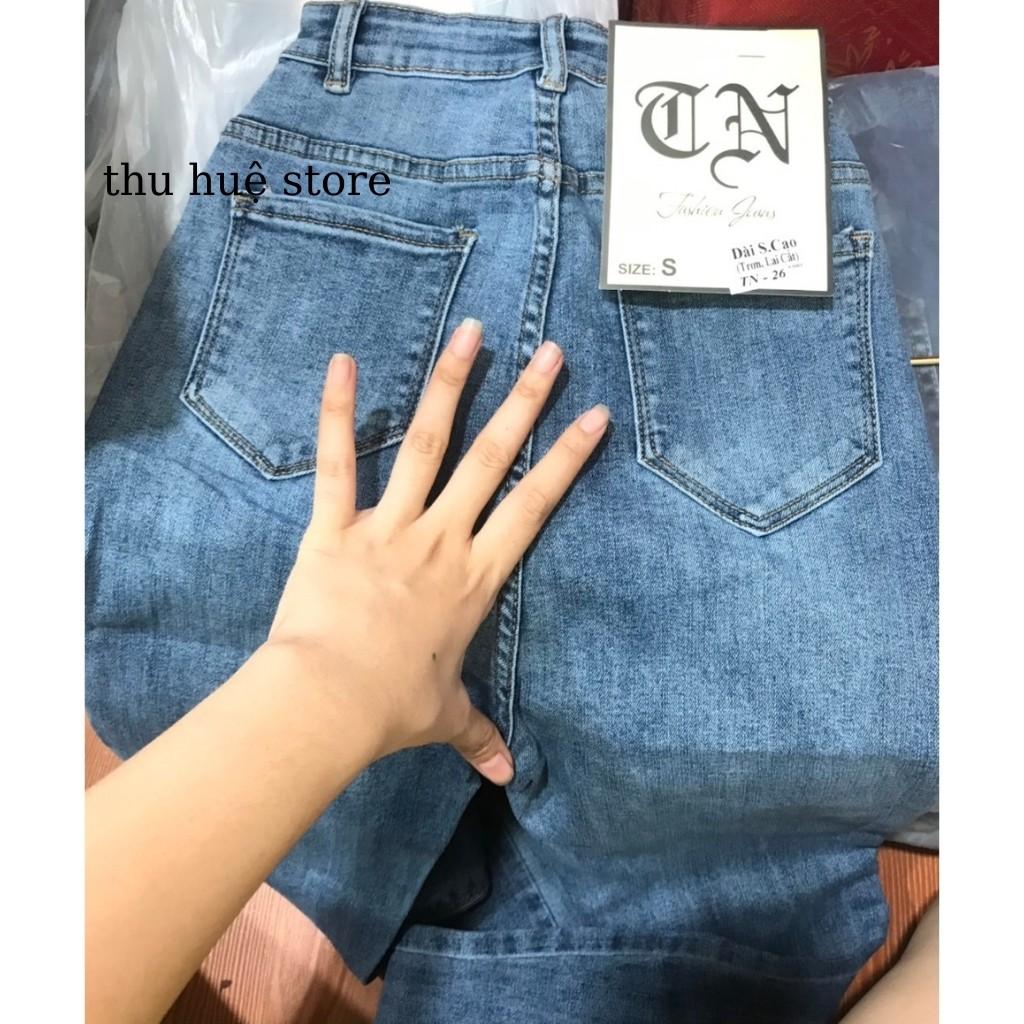 Quần Jean Nữ Lưng Cao Form Chuẩn Có Túi Trước Kèm Ảnh Thật