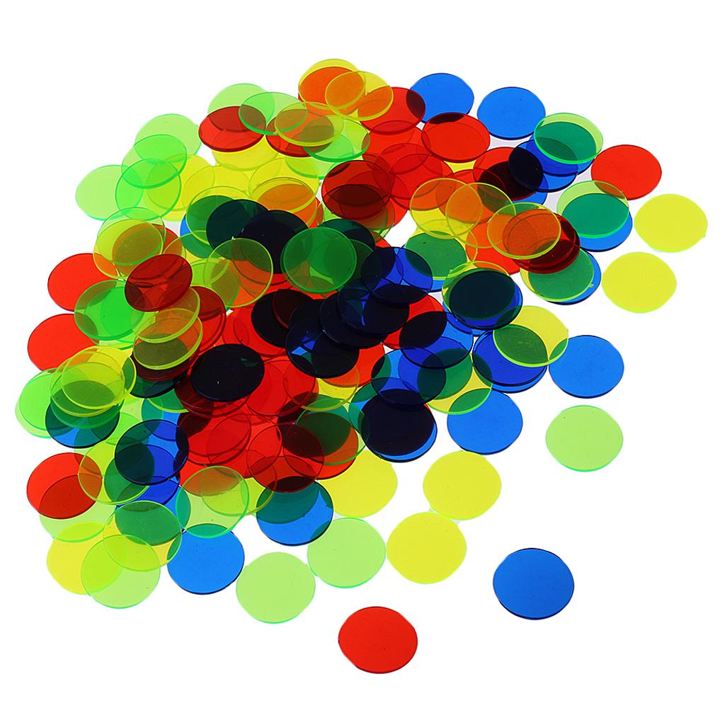 Pack of 100 Bingo Chips (Multi Color) – 1.5cm Translucent Markers for Bingo, Counting & Game Tokens, Chips for Bingo Games