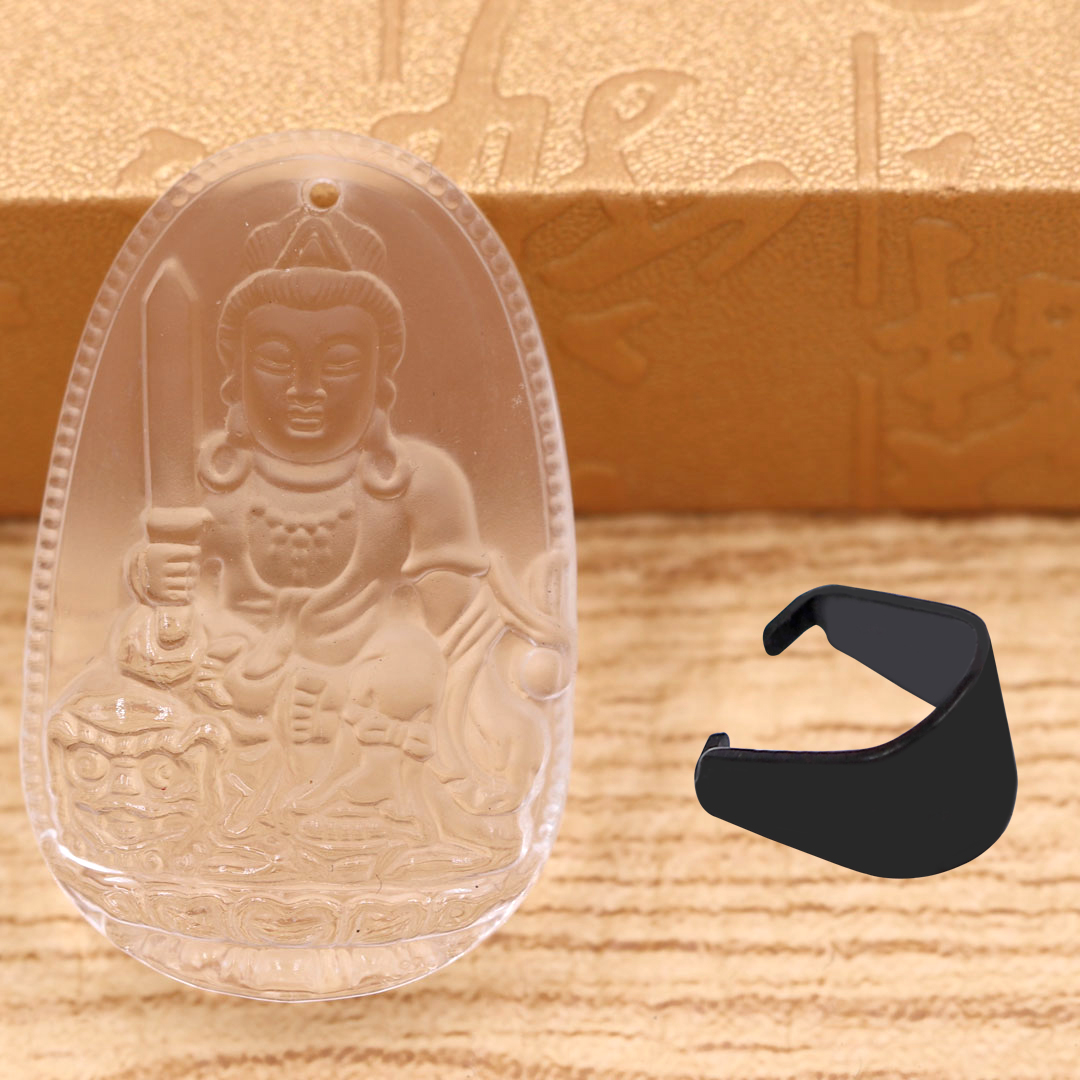 Mặt Dây Chuyền Phật Văn Thù Bồ Tát Đá Pha Lê Trắng Size Nhỏ 3.6cm & Size Lớn 5cm - Tặng Kèm Móc Inox - Phong Thủy 868 - May Mắn - Bình An