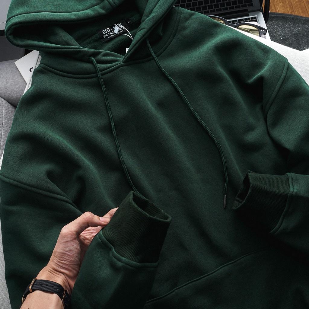 Áo khoác hoodie nam bigsize màu xanh rêu độc lạ, trend sz 90 - 130kg