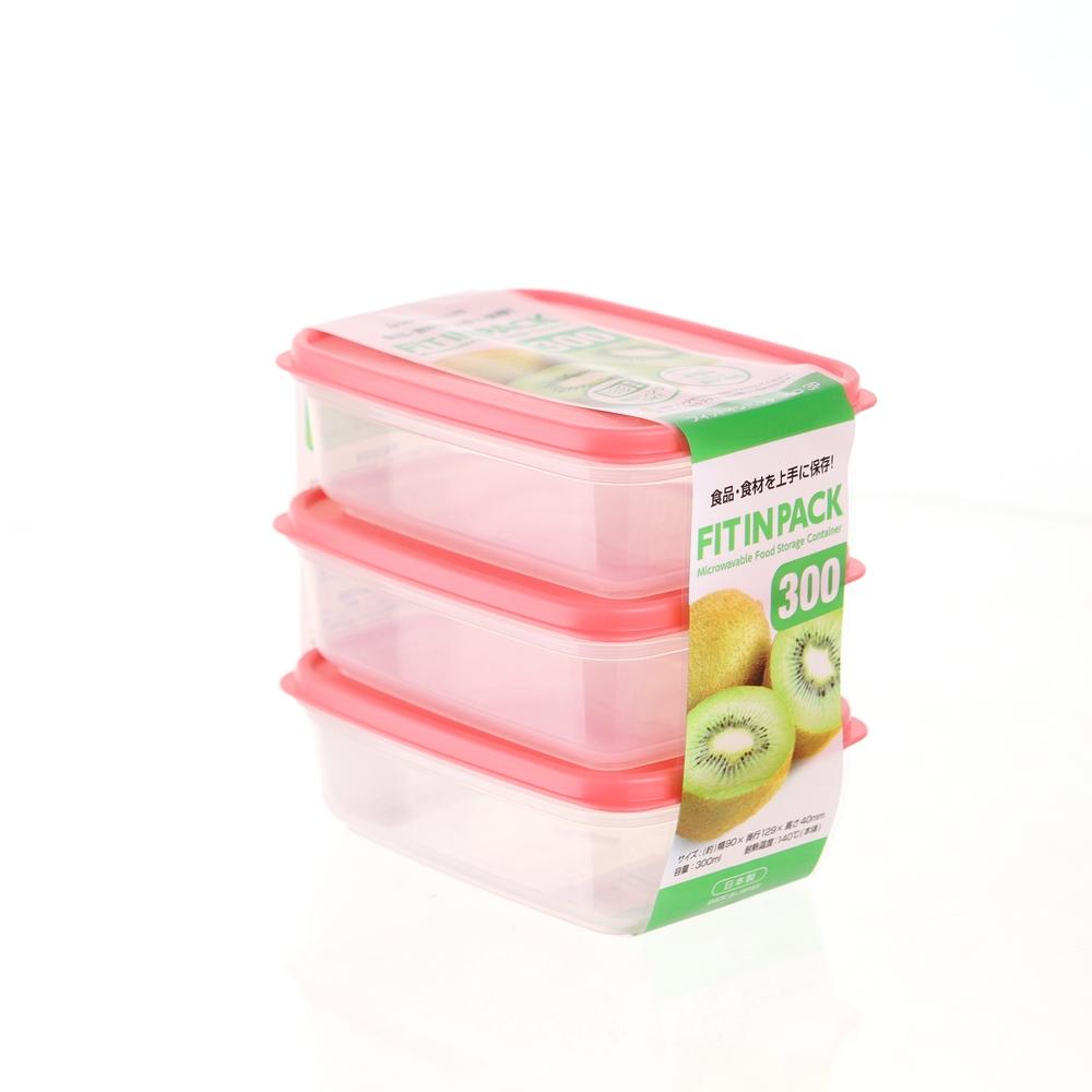 Set 3 hộp nhựa đựng thực phẩm Fitin Pack 300ml nội địa Nhật Bản