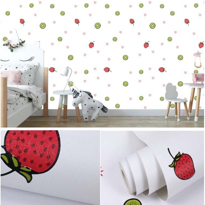 Combo 10 mét giấy dán tường, decal dán tường trang trí nhà cửa KIWI TRẮNG khổ 45cm