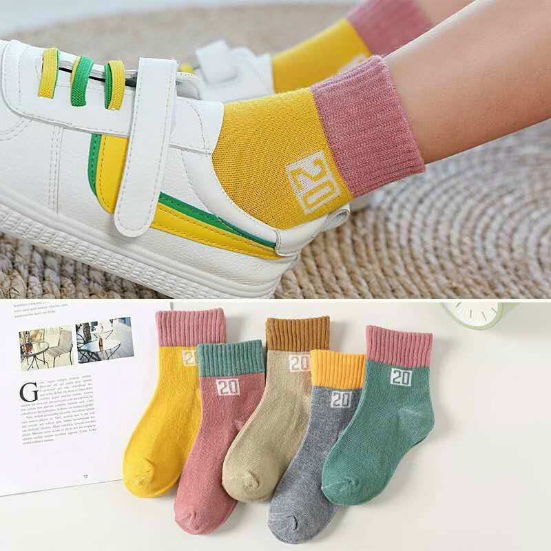 Set 5 đôi tất len, vớ len cao cổ số 19, 20 cho bé từ 1-8 tuổi, vớ len phong cách Hàn Quốc mix màu cực xinh