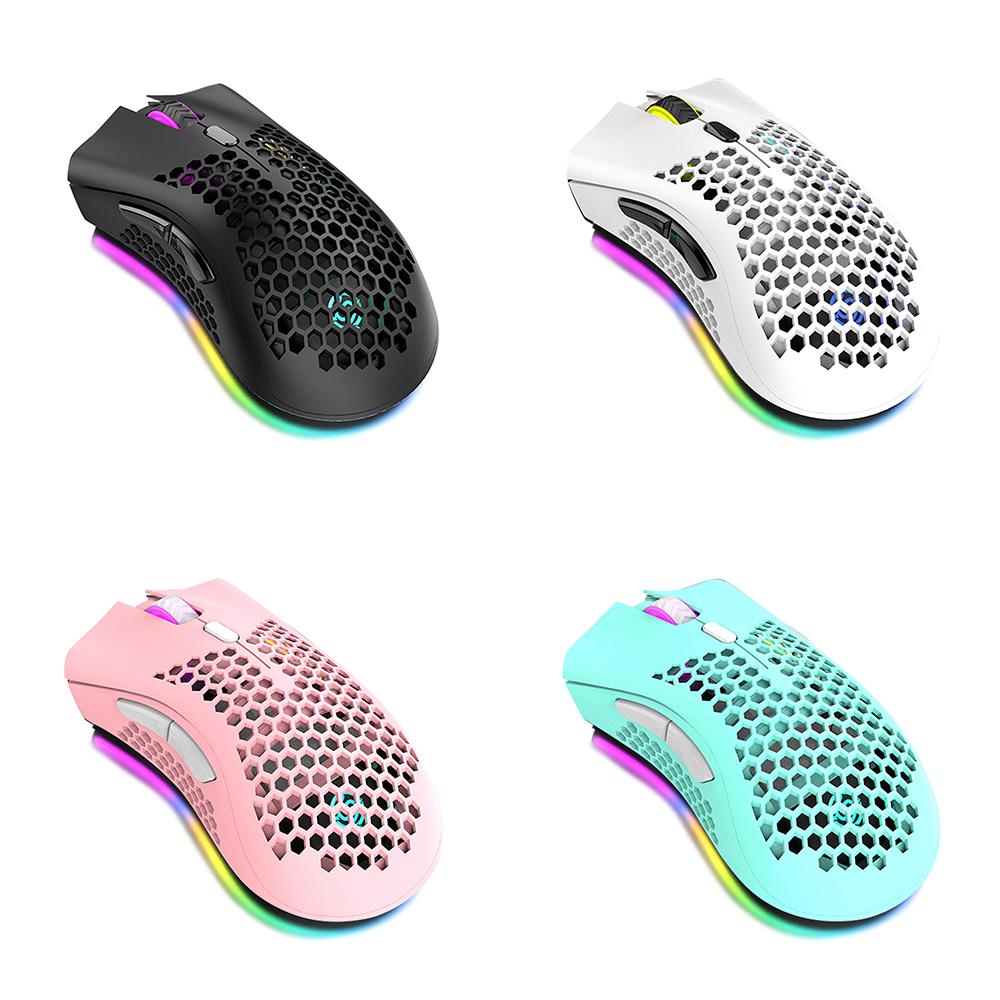 Chuột Game Không Dây 2.4G Sạc Chuột RGB Hiệu Ứng Ánh Sáng 3 DPI Có Thể Điều Chỉnh Rỗng Ruột Thiết Kế Tổ Ong Trắng