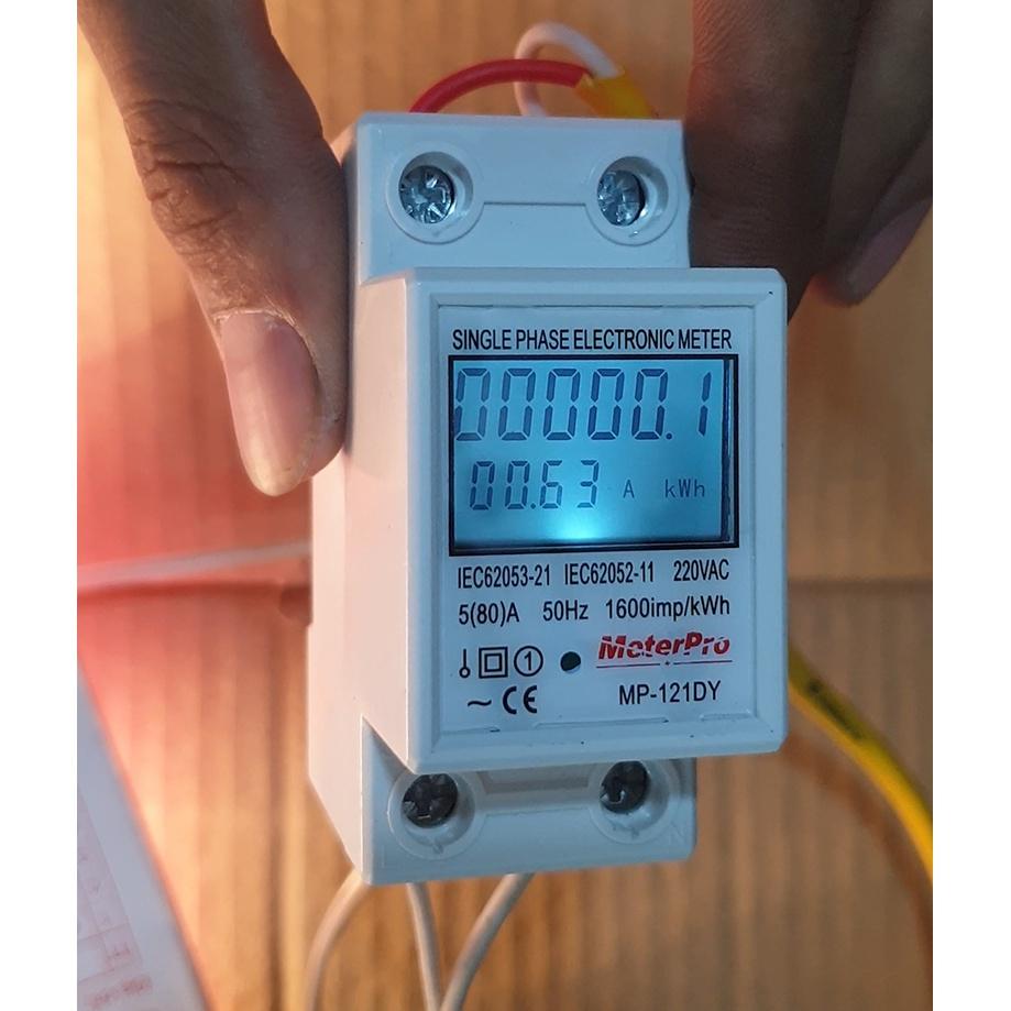 Công tơ điện tử gắn thanh ray 80A MeterPro đo 4 thông số