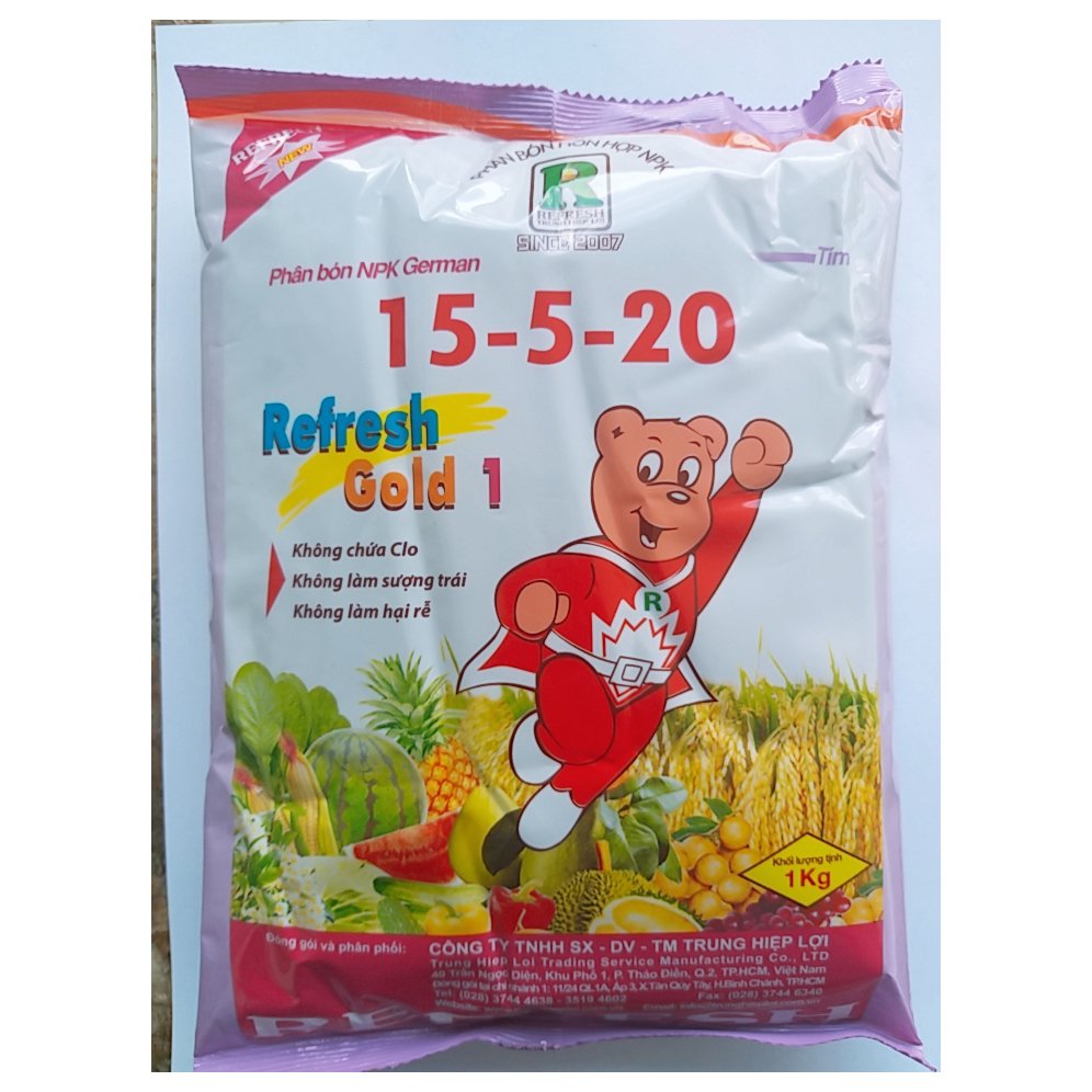 Phân bón NPK REFRESH GOLD 15-5-20 chuyên hoa và rau màu