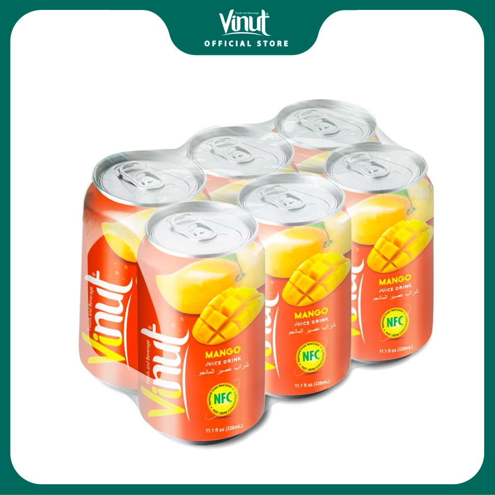 Lốc 6 Lon Nước Ép Xoài Vinut 330 ml 