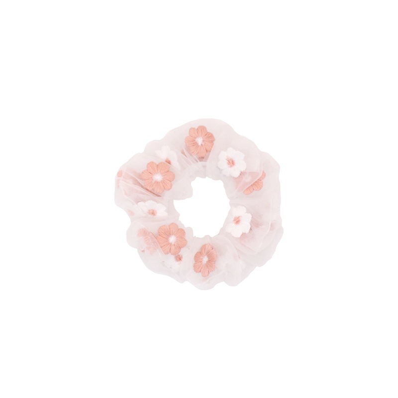 Scrunchies Dây cột tóc Hoa thêu 9X Style Dễ thương