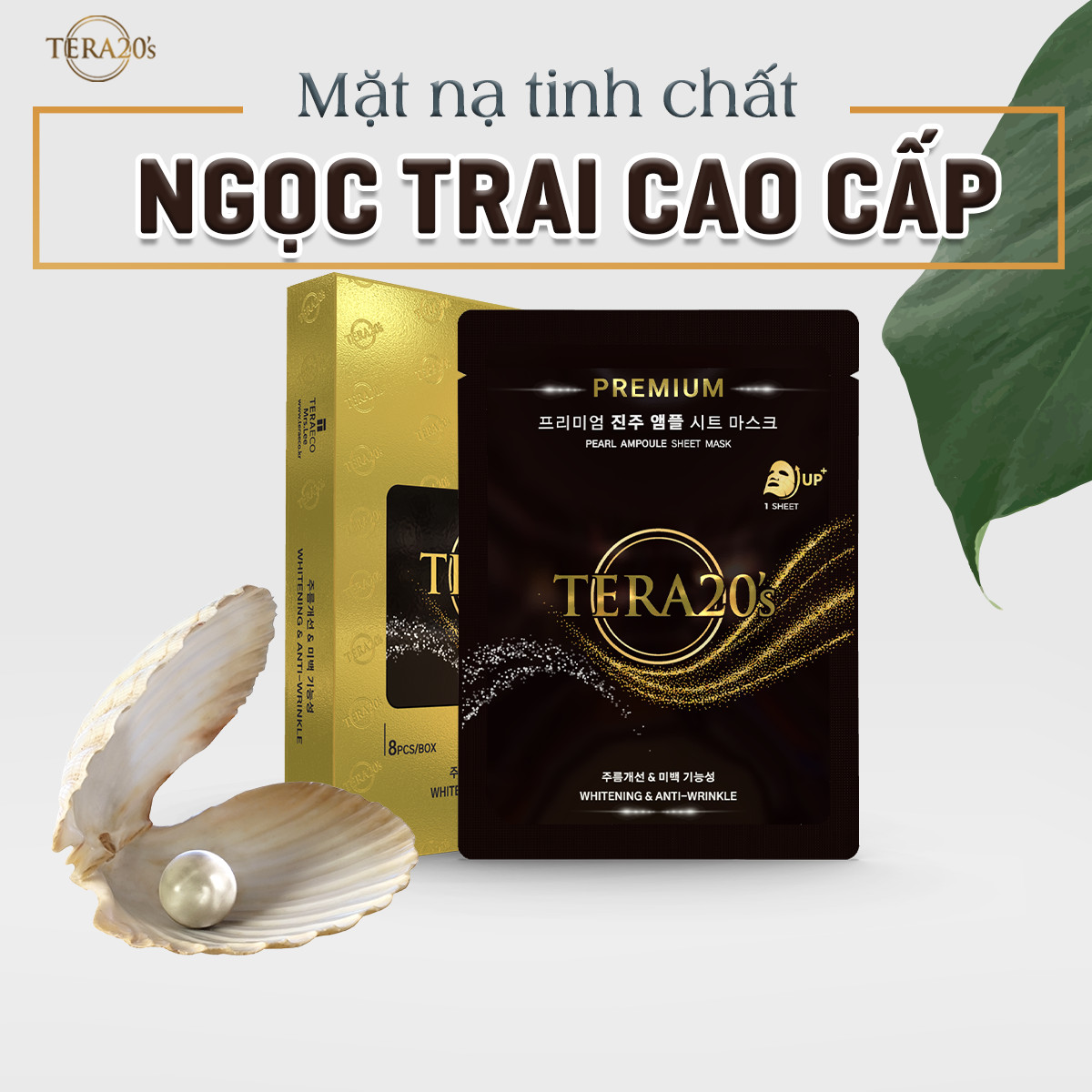 Combo 2 mặt na dưỡng trắng da cao cấp TERA20's dòng Premium Ampoule