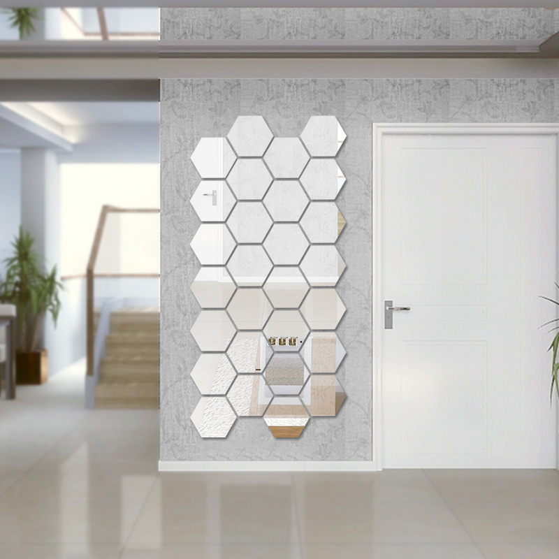 Combo 10 Chiếc Decal Gương Dán Tường Trang Trí Hình Lục Lăng