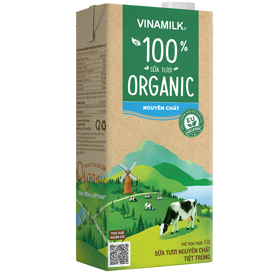 Thùng 48 Hộp Sữa Tươi Tiệt Trùng Vinamilk 100% Organic Nguyên chất (180ml)