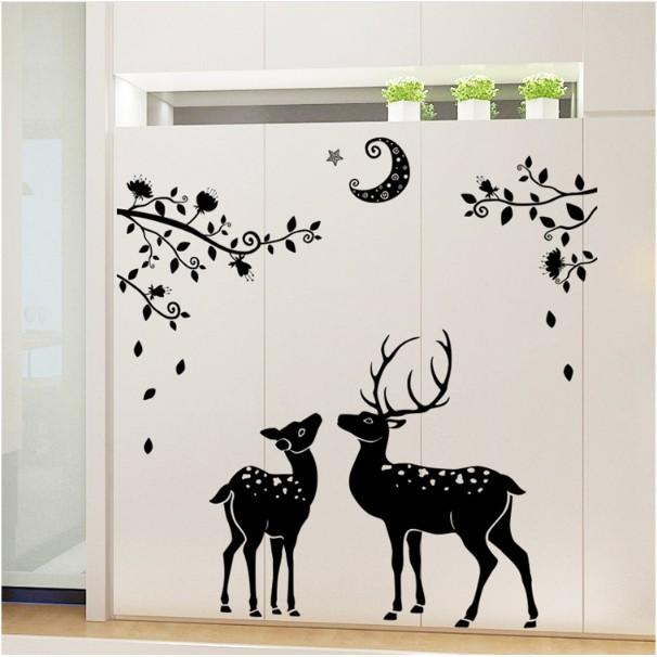 Decal trang trí tường - Cặp Nai Bắc Âu Đen đẳng cấp