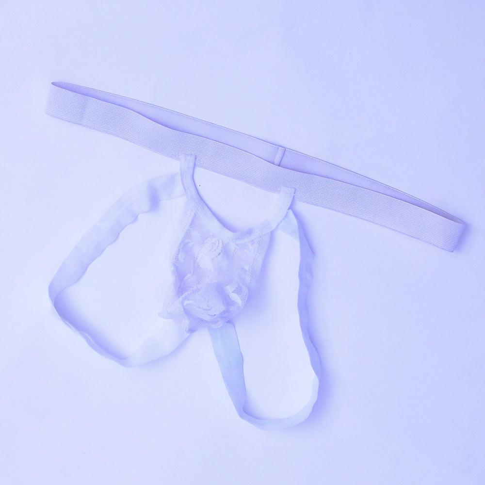 2-3pack Men's Lace Opening Pouch G-string Underwear Thong Panty White