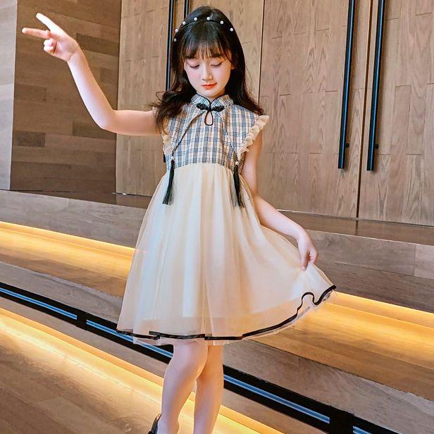 DONGSHOP Cô gái Hansuit ăn mặc mùa hè váy trẻ em Trung Quốc váy sợi gió cải thiện sườn xám cô gái váy công chúa mùa hè