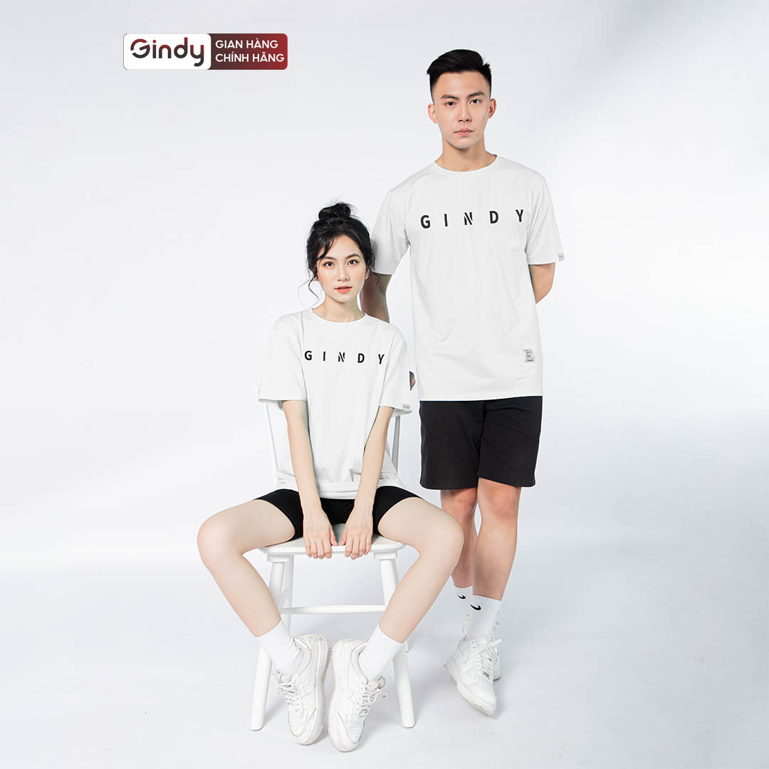 Áo phông cotton thun unisex trơn form rộng GINDY nam nữ basic tay lỡ thoáng mát co giãn 4 chiều A028