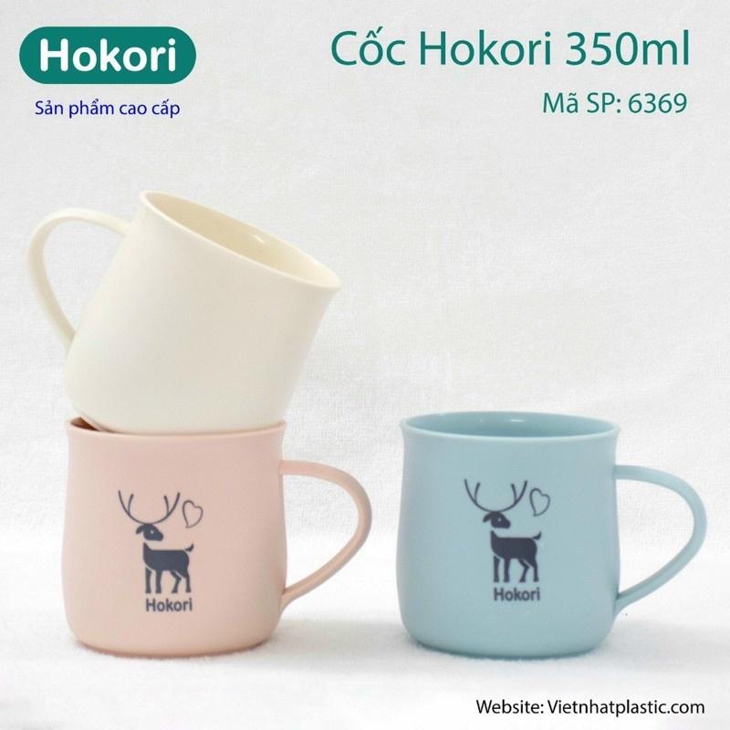 Cốc nhựa Hokori 350ml - Ly cốc uống nước có quai cầm hình hươu dễ thương