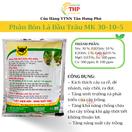 Phân Bón Lá Đầu Trâu MK 30-10-5 | PHÂN BÓN LÁ | PHÂN BÓN | Gói 10g - 30g