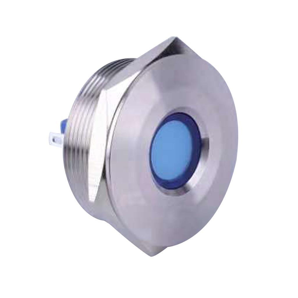 28mm 12V LED Xanh Dương IP67 Kim Loại Phi Tín Hiệu Đèn báo IB28B-FJ-D