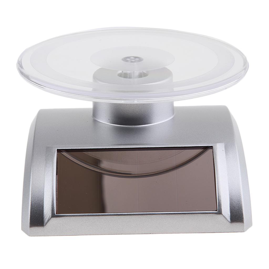 2PCS Mini Solar Powered Turntable Rotating Display Stand Jewelry Cell Phone