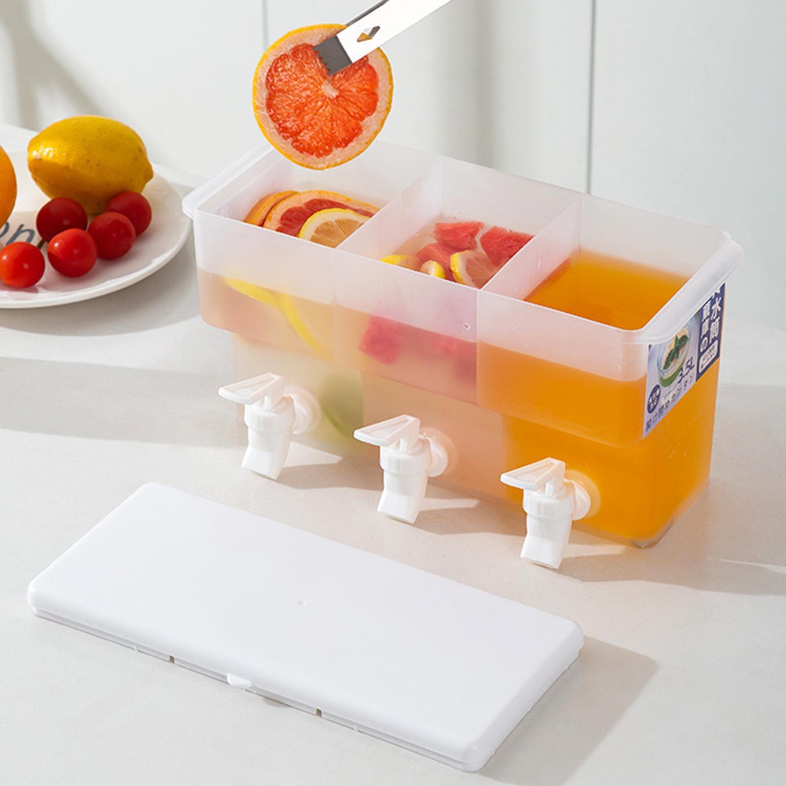 Large Beverage Dispenser with 3 Faucets Refillable Kitchen Gadgets Pitcher