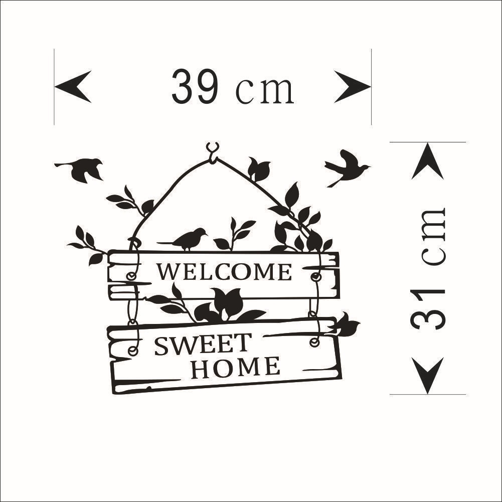 Decal dán tường, cửa kính chữ WELCOME SWEET HOME tươi vui và tràn đầy sức sống