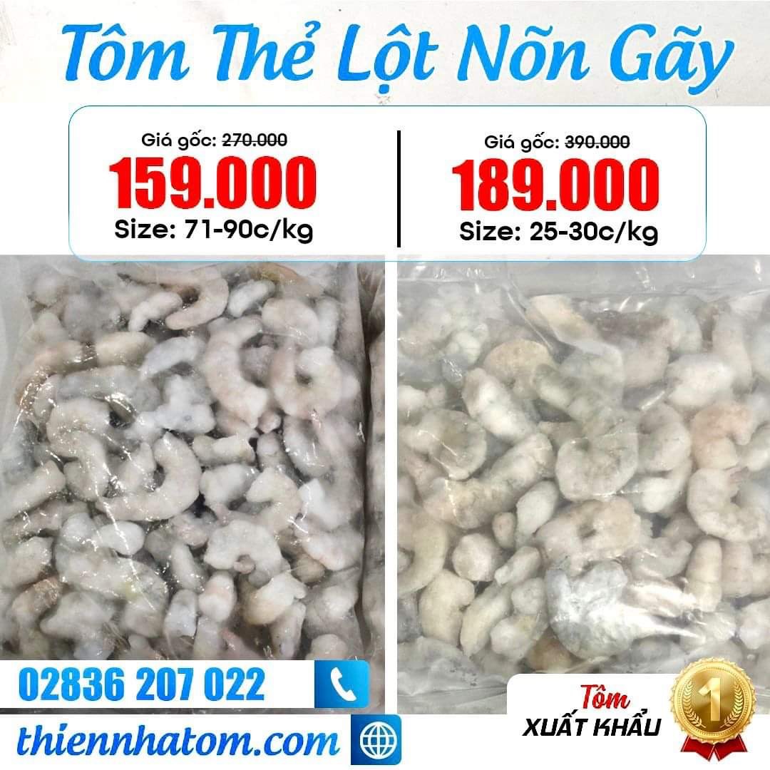 Tôm Thẻ Lột Nõn Gãy - Đông Lạnh