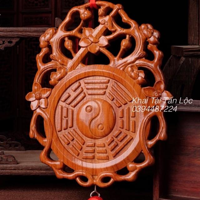 Gương tiên thiên bát quái gỗ đào cắt vận đào hoa