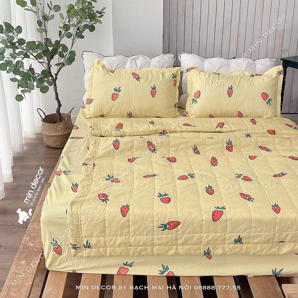 Bộ Ga Giường Cá Voi Ga Gối Cotton - Ga Trải Giường Thiết Kế Mịn Decor