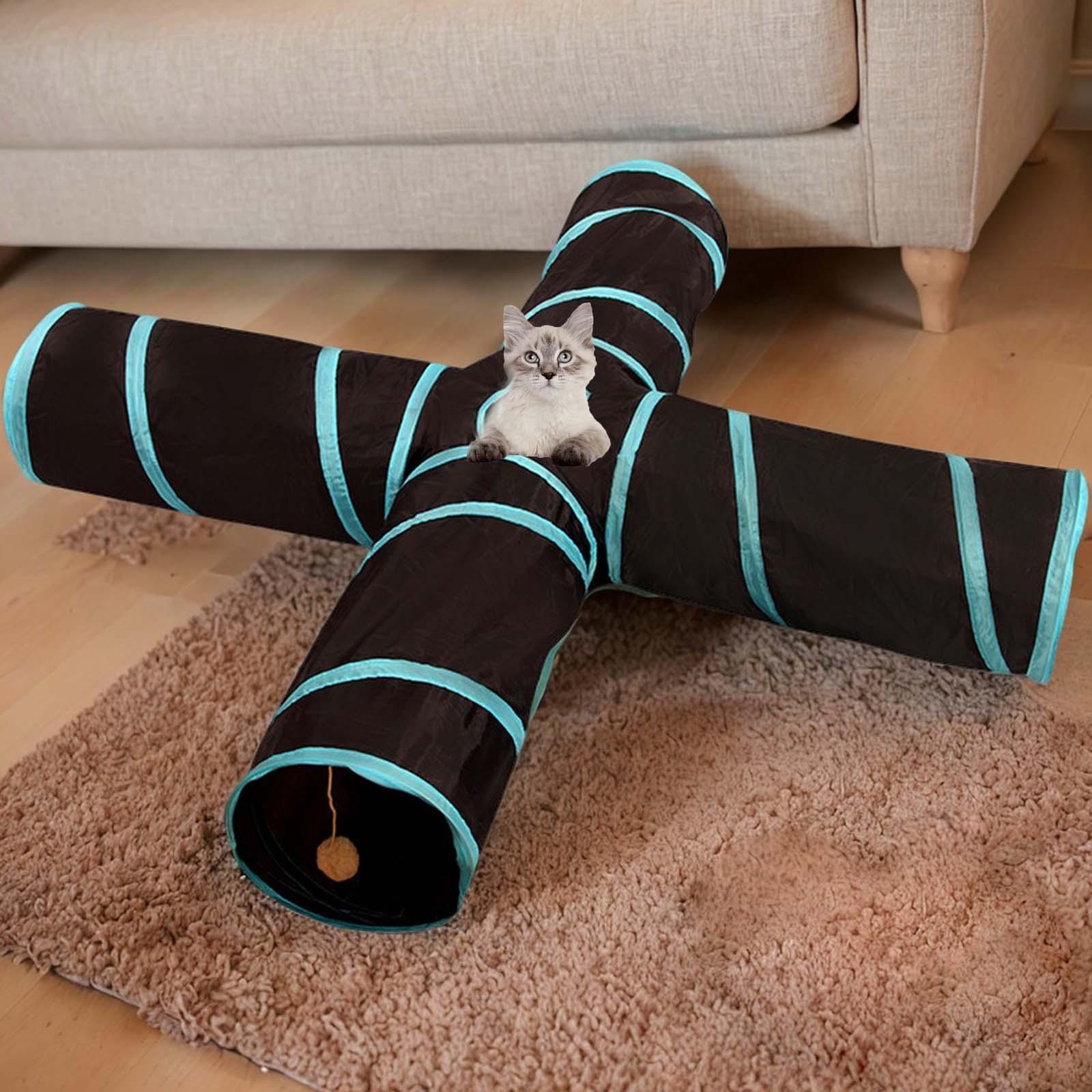 Cat Tunnel Foldable Cat Toys Lightweight Collapsible Playing Hut Tunnel Tube Cat Runway Tunnel for Indoor Cats Rabbit Small Animals Rat Dogs