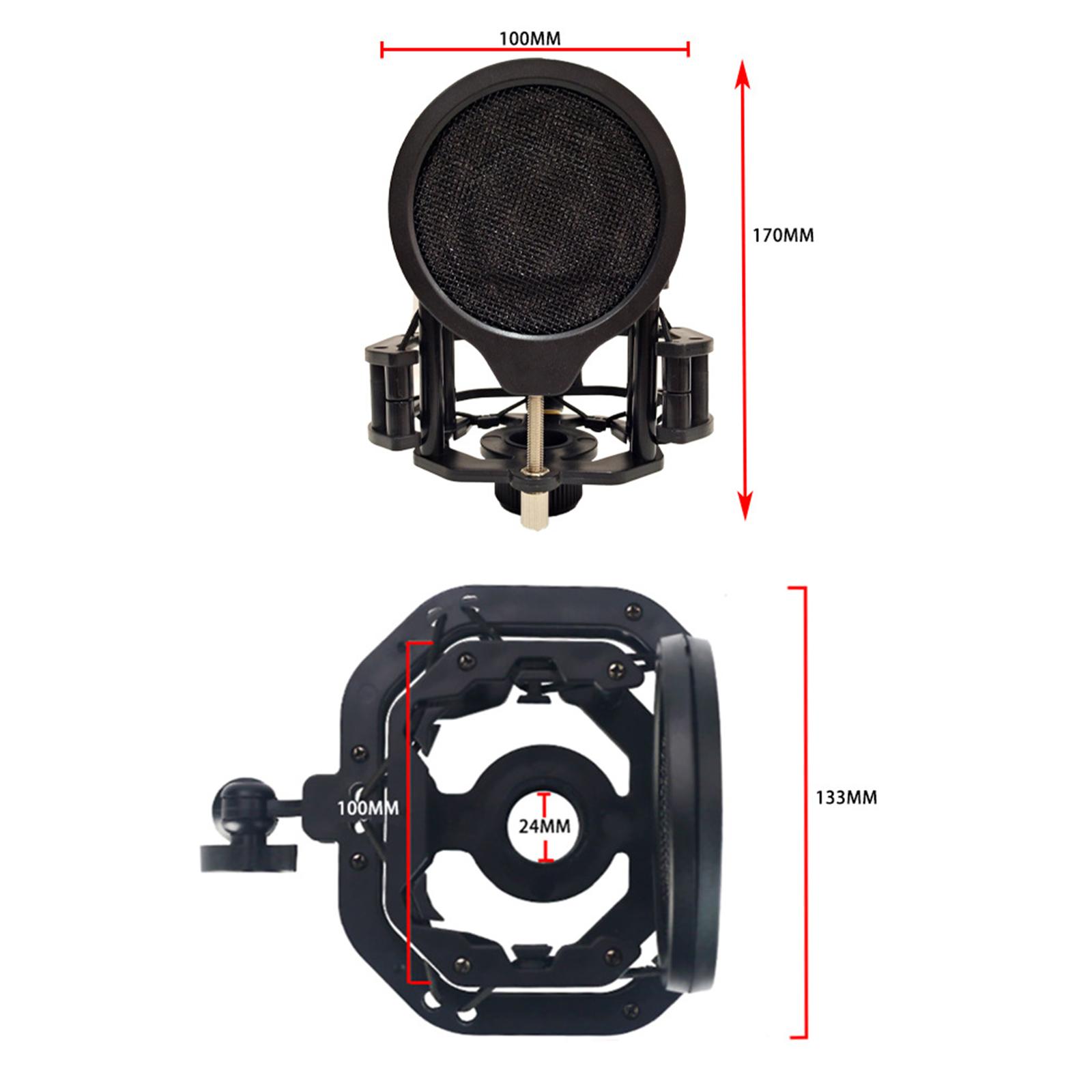 Adjustable Microphone Shock Mount with High Isolation Filter Shield