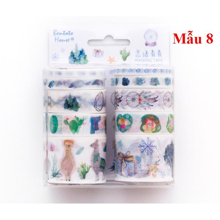 Set 10 Cuộn băng dính Băng Keo Washi Tape Trang Trí Planner Nhiều Chủ Đề