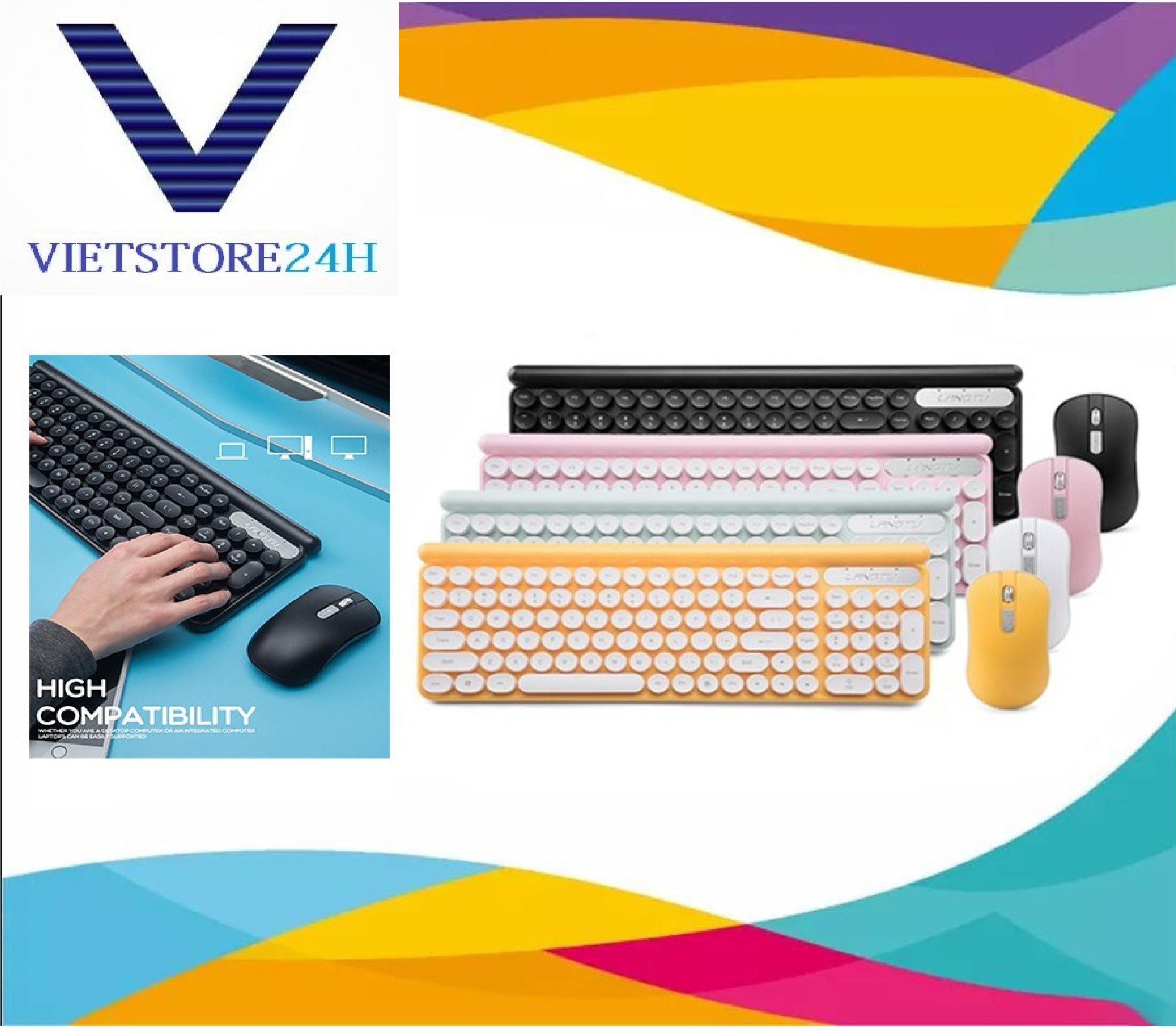 Bộ Bàn Phím Chuột Không Dây LANGTU LT400 VT - Hàng chính hãng