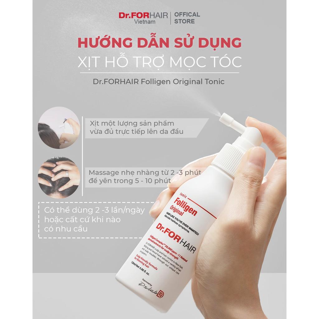 Bộ mini chăm sóc tóc, GIẢM GÀU và MỌC TÓC của Dr.FORHAIR Folligen Plus x Tonic x Sea Salt Scaler