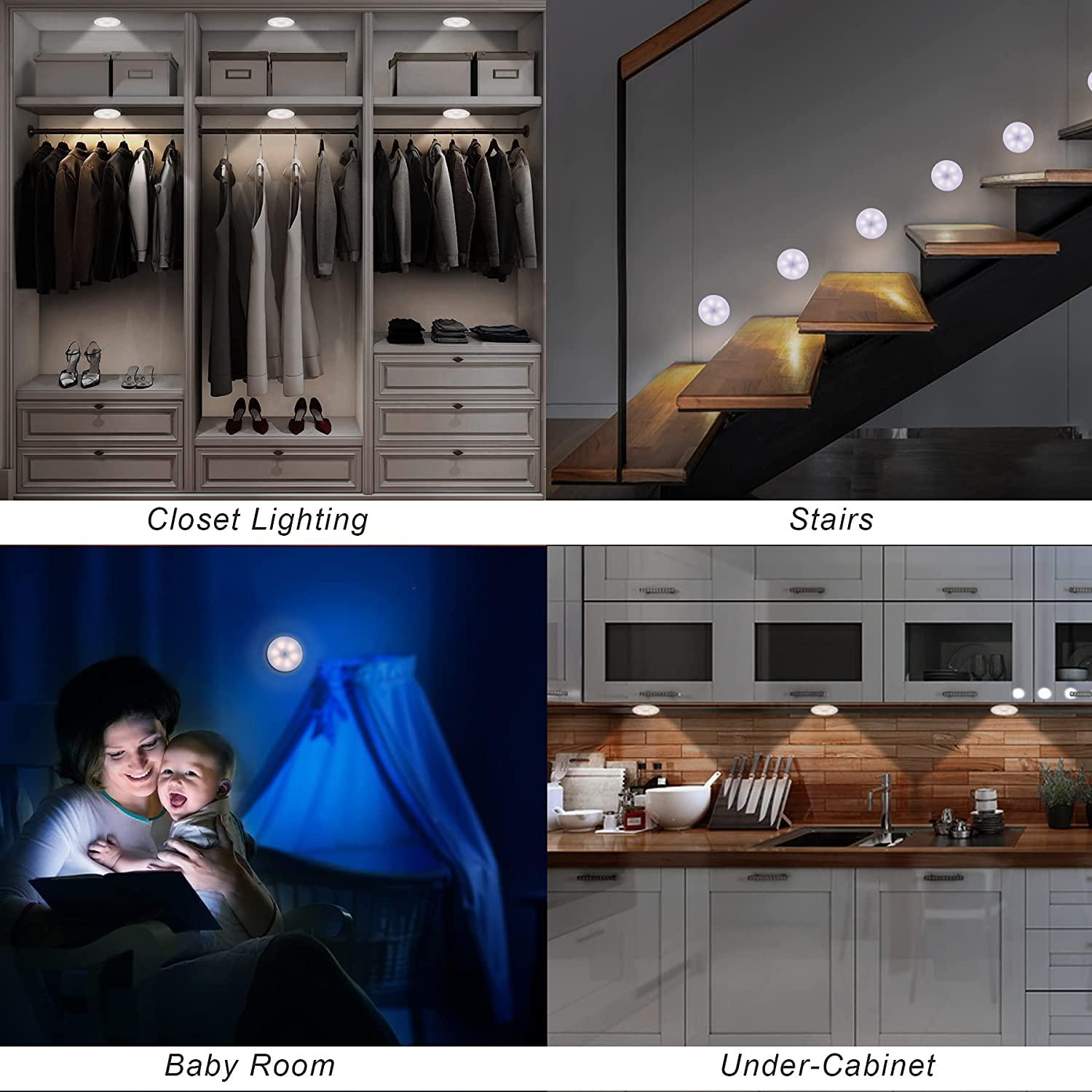 Đèn LED ban đêm tự động, đèn với đầu dò chuyển động bên trong, đèn LED không dây, 3 chế độ , đèn LED tủ quần áo, đèn USB có thể sạc lại cho cửa sổ cửa hàng, hành lang, 3 gói màu trắng